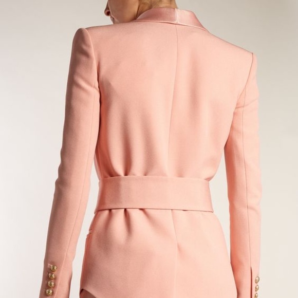 Balmain Pink Belted Double-Breasted Crepe Blazer FR 34 - Picture 3 of 8